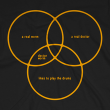 Load image into Gallery viewer, Dr. Worm T-Shirt Black + Orange (Unisex)