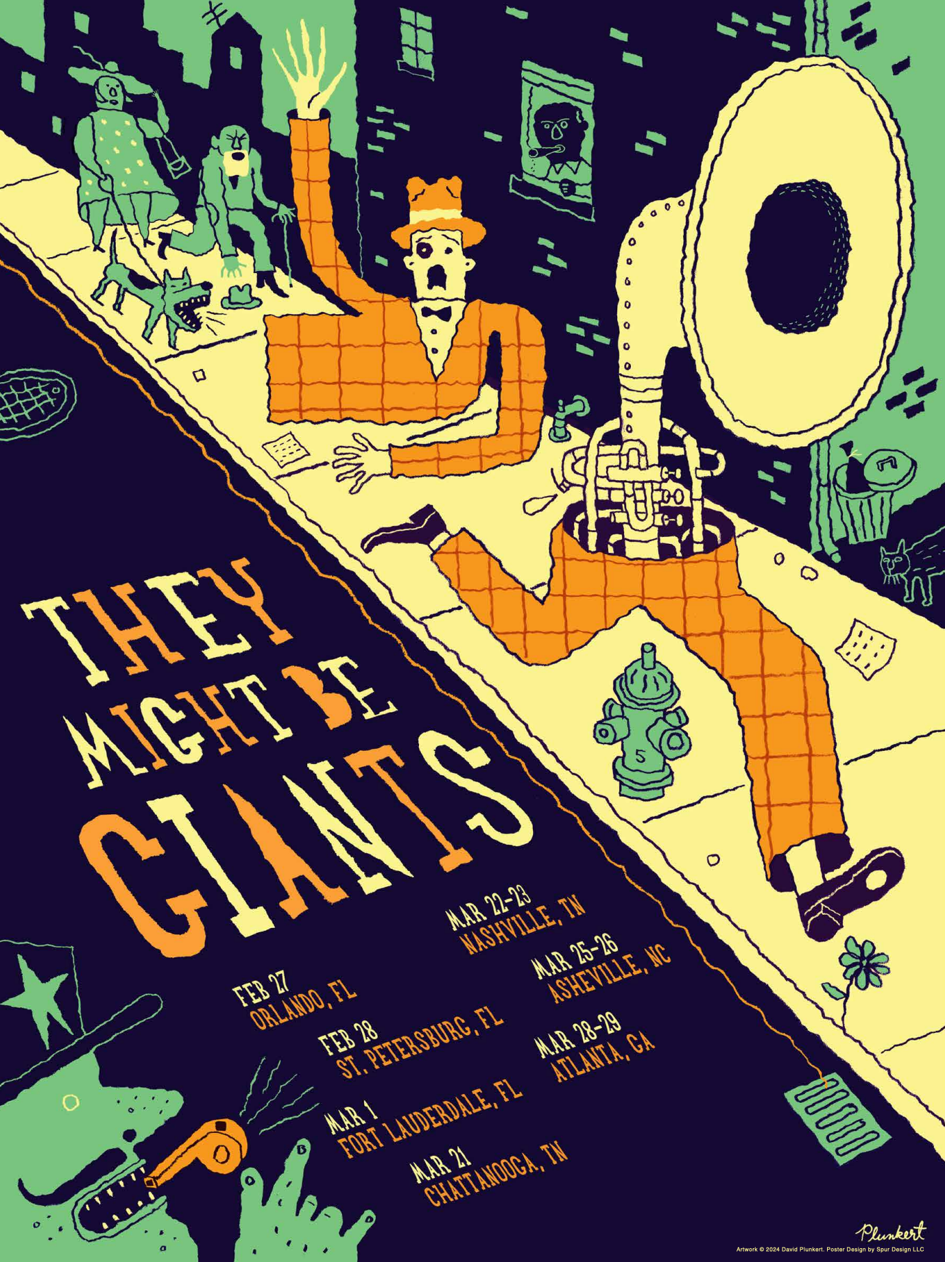 Spring 2025 Tour Horn Poster (SIGNED) – They Might Be Giants